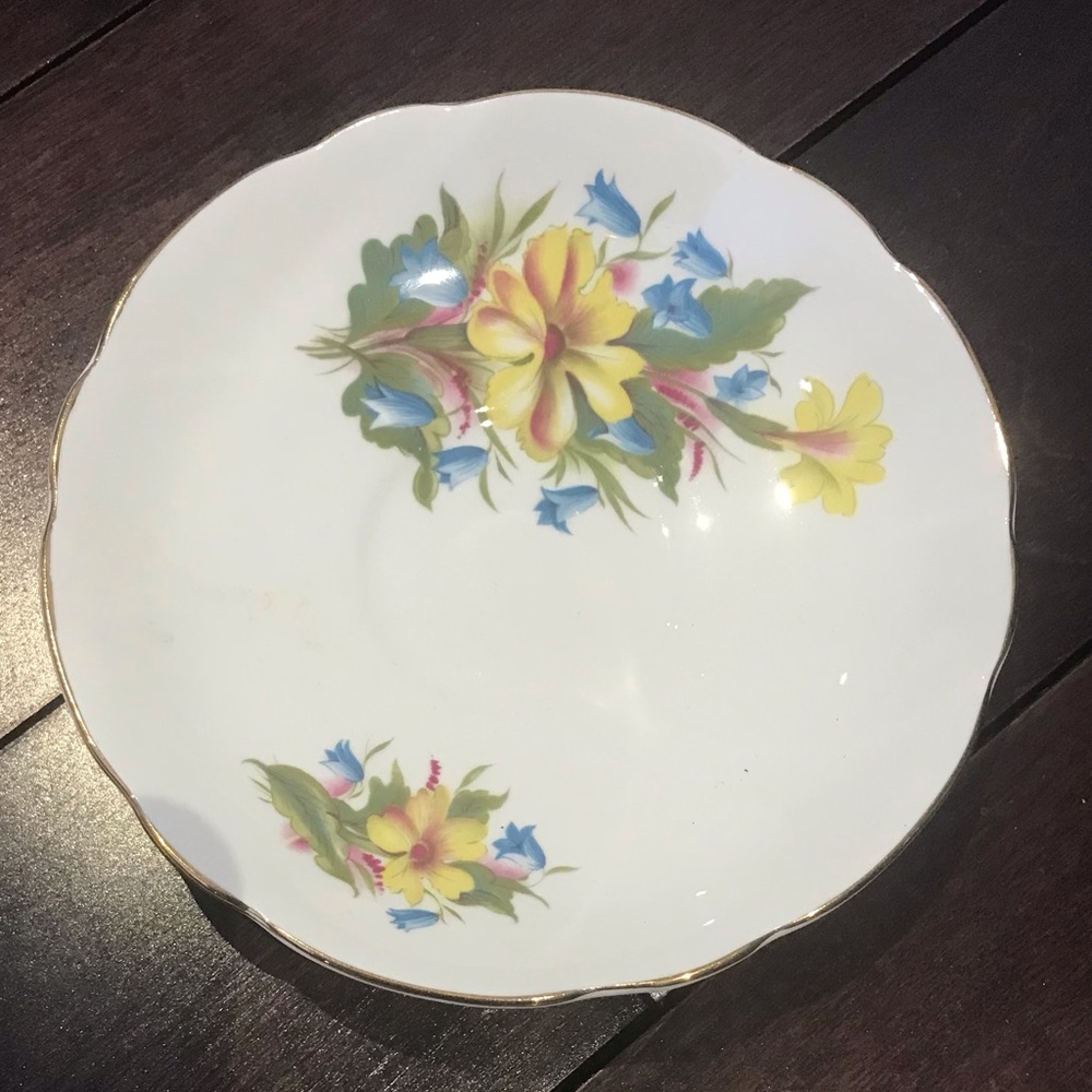 Royal Ascot Orphan Floral Saucer MCM England Porcelain